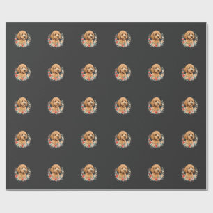 Floral Dog Round Sublimation Wrapping Paper
