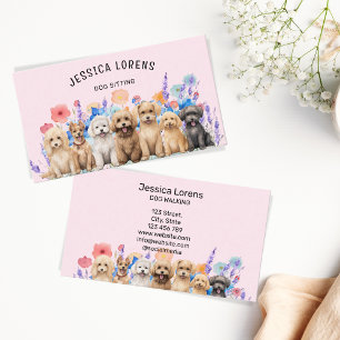 Floral Dog Sitter Pet Groomer Veterinarian Puppy Business Card