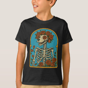 Floral Dog Skeleton,grateful Skeleton Funny Hallow T-Shirt