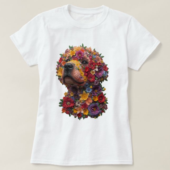 Floral Dog T-Shirt | Cute Flower Puppy Design  (Design Front)
