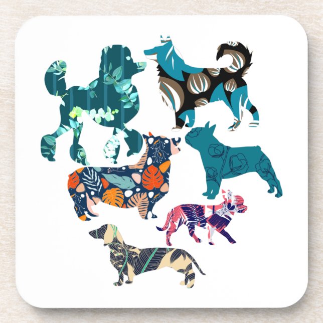 Floral Dogs Coaster (Front)