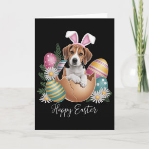 Floral Dogs Easter Day Cute Beagle Dog Puppy Happy Card