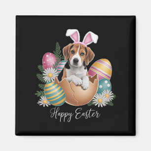 Floral Dogs Easter Day Cute Beagle Dog Puppy Happy Magnet