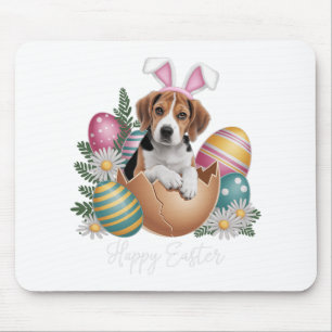 Floral Dogs Easter Day Cute Beagle Dog Puppy Happy Mouse Mat