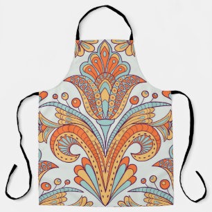 Floral doodle damask, folk seamless pattern. apron