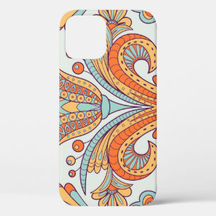 Floral doodle damask, folk seamless pattern. iPhone 12 case