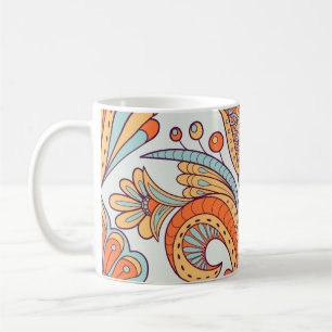 Floral doodle damask, folk seamless pattern. coffee mug