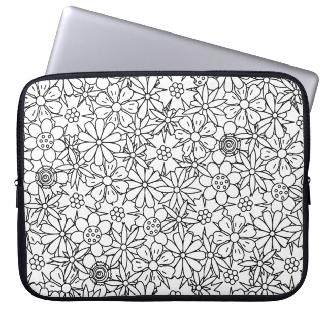 Floral Doodle Laptop Sleeve (Front)