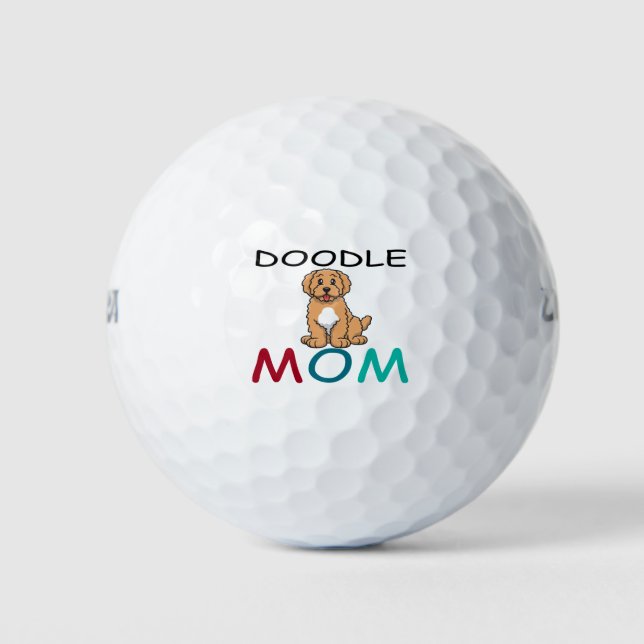 Floral Doodle Mom - Golden Doodle Goldendoodle Golf Balls (Front)