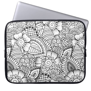 Floral Doodle Pattern Laptop Sleeve