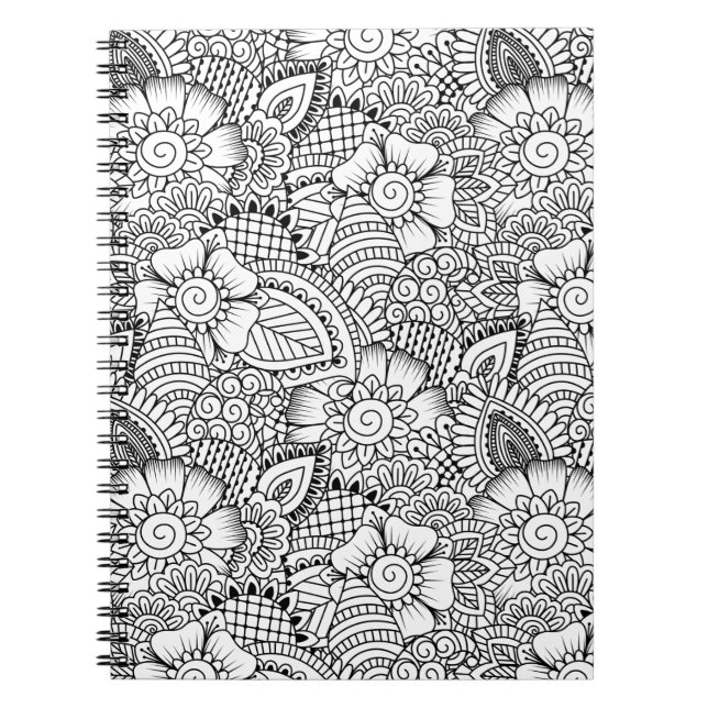 Floral Doodle Pattern Notebook (Front)