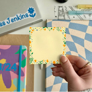 Floral Doodle Pattern Post-it Notes 7.6 x 7.6 cm