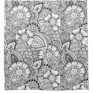 Floral Doodle Pattern Shower Curtain