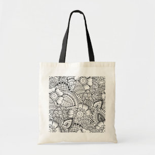 Floral Doodle Pattern Tote Bag