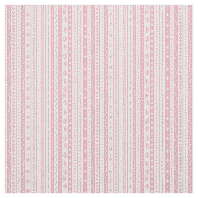Floral doodle stripes fabric (Swatch)