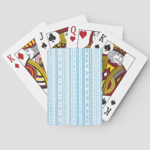 Floral doodle stripes in baby blue and white playing cards