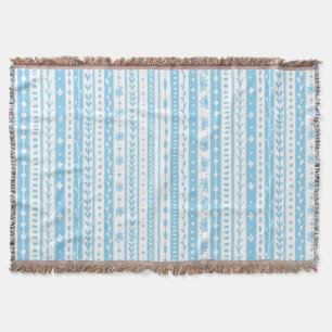 Floral doodle stripes in baby blue and white throw blanket
