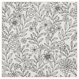 Floral Doodles Colouring Fabric