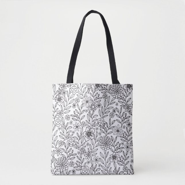 Floral Doodles Colouring Tote Bag (Front)