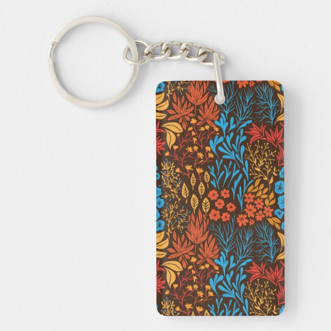 Floral doodles dark key ring (Front)