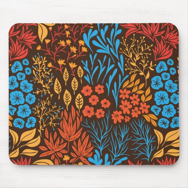 Floral doodles dark mouse mat (Front)