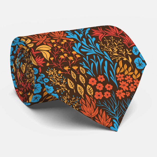 Floral doodles dark tie (Rolled)