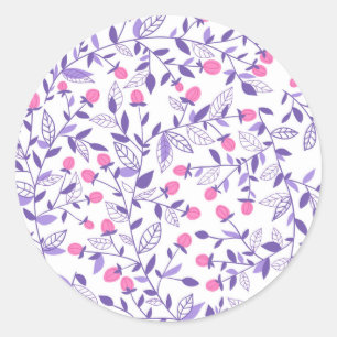 Floral doodles pink and violet classic round sticker