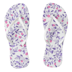 Floral doodles pink and violet flip flops