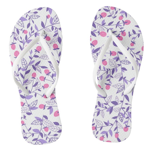 Floral doodles pink and violet flip flops (Footbed)