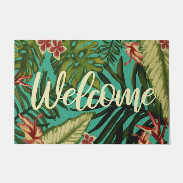 Floral Doormat, Tropical Door mat, Welcome Mat  (Front)