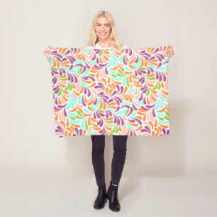 Floral Dot Vintage Geometric Stripe Fleece Blanket