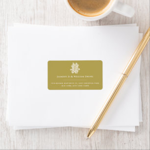 Floral Double Happiness Chinese Wedding Address Label