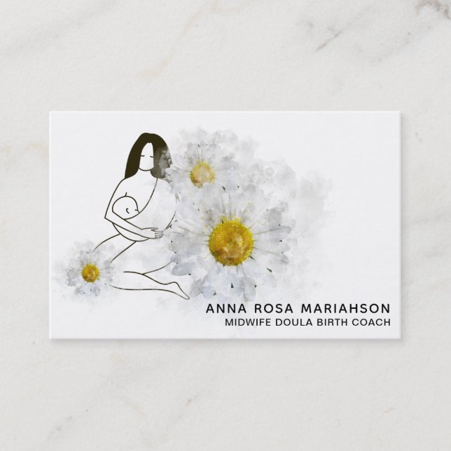 *~* Floral Doula Birthing Midwife  Birth Pregnancy Business Card (Front)