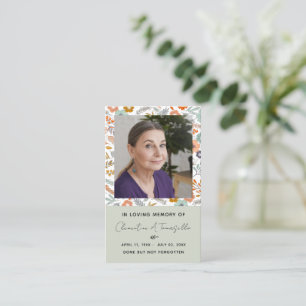 Floral Dove Funeral Memorial Prayer Photo Card