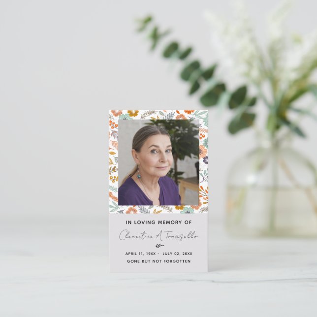Floral Dove Funeral Memorial Prayer Photo Card (Standing Front)