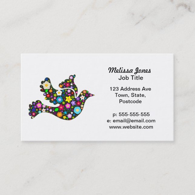 Floral Dove of flowers Business Card (Front)