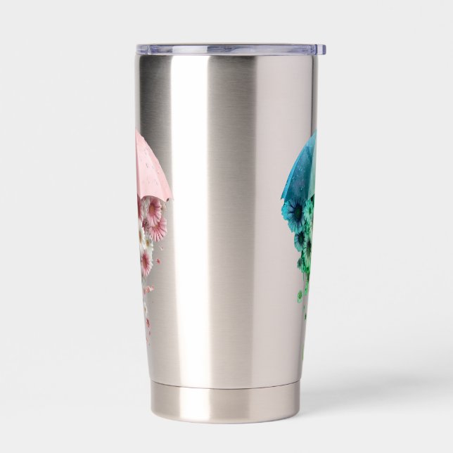 Floral Downpour Bloomfall Sheltered by Spring Wher Insulated Tumbler (Left)