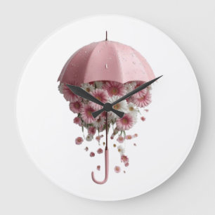 Floral Downpour Bloomfall Sheltered by Spring Wher Large Clock