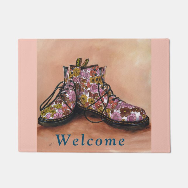 Floral Dr Martens Boots Door mat (Front)