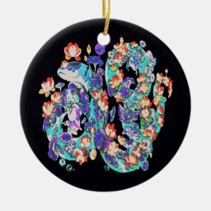floral dragon ceramic tree decoration