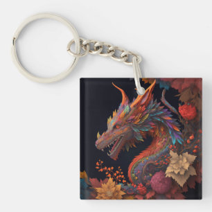 Floral Dragon Keychain