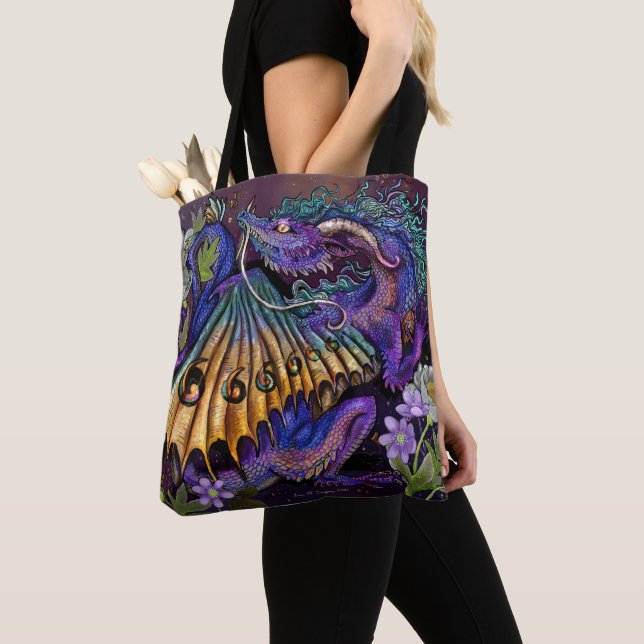 Floral Dragon Tote Bag (Close Up)