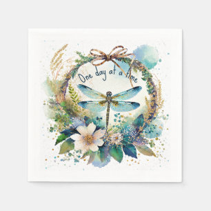 Floral dragonfly One day at a time Napkin