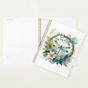 Floral dragonfly One day at a time Planner