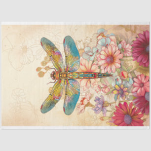 Floral Dragonfly Pastel Ethereal Whimsical Tissue Paper