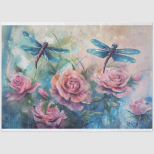 Floral Dragonfly Pastel Ethereal Whimsical Tissue Paper