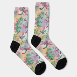 Floral Dragonfly Socks