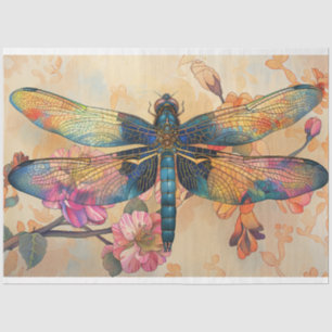 Floral Dragonfly Stained Glass Warm Whimsy Colours Tissue Paper