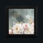 Floral Drama Wedding Bridesmaid Green ID1022 Gift Box<br><div class="desc">This wedding suite with it's lush, dramatic florals from creamy white to blush pink, gold swirl accents and beautiful watercolor backgrounds, creates an elegant, romantic vibe, giving just a hint of what guests can expect on your big day. This gift box design provides a template to easily add a name,...</div>