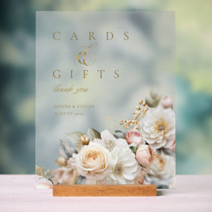 Floral Drama Wedding Cards Gifts Blue ID1022 Acrylic Sign